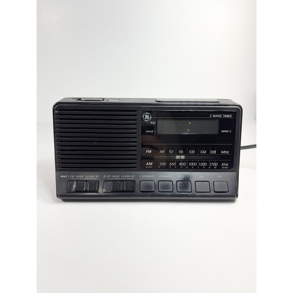 Vintage GE Radio Alarm Clock 7-4648B Black AM FM Radio Dual Alarm Snooze Digital